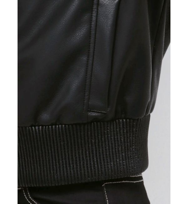 GYDA「フーディーフェイクレザーコート」|ブルゾン・スタジャン|