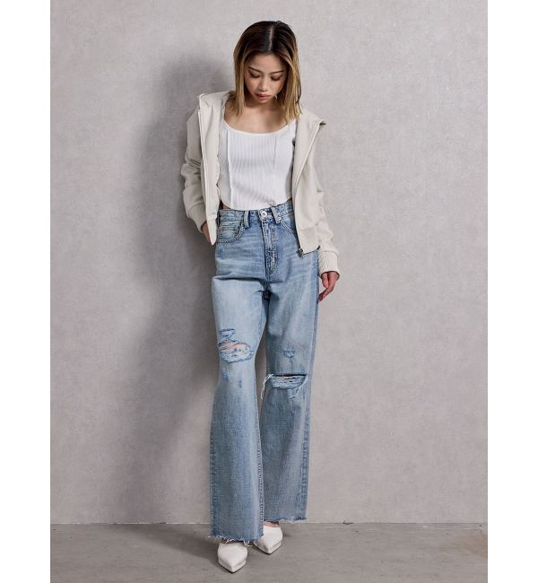 GYDA「フーディーフェイクレザーコート」|ブルゾン・スタジャン|