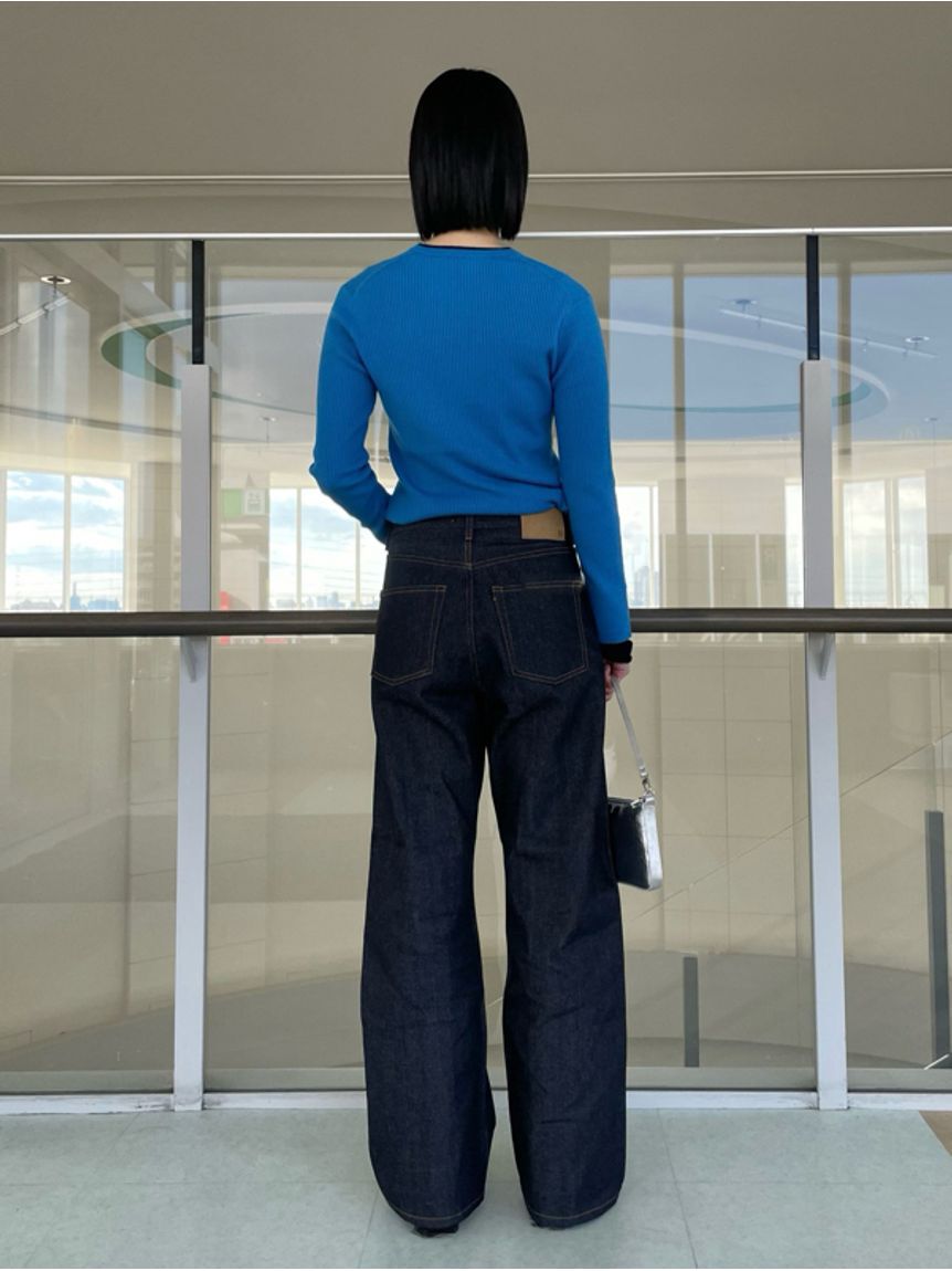 Mila Owen「セルビッチワイドストレートデニムパンツ【ウォッシャブル】」|デニム|