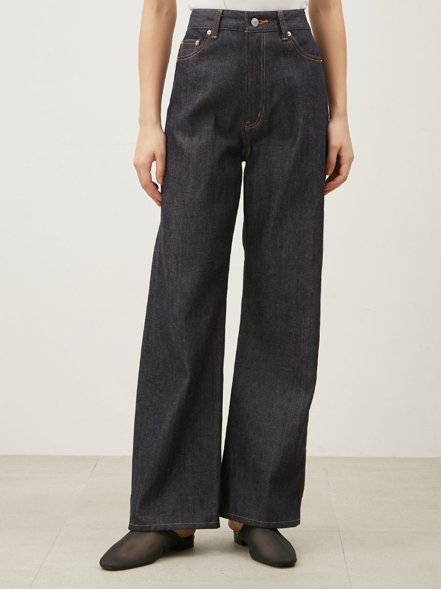 Mila Owen「セルビッチワイドストレートデニムパンツ【ウォッシャブル】」|デニム|