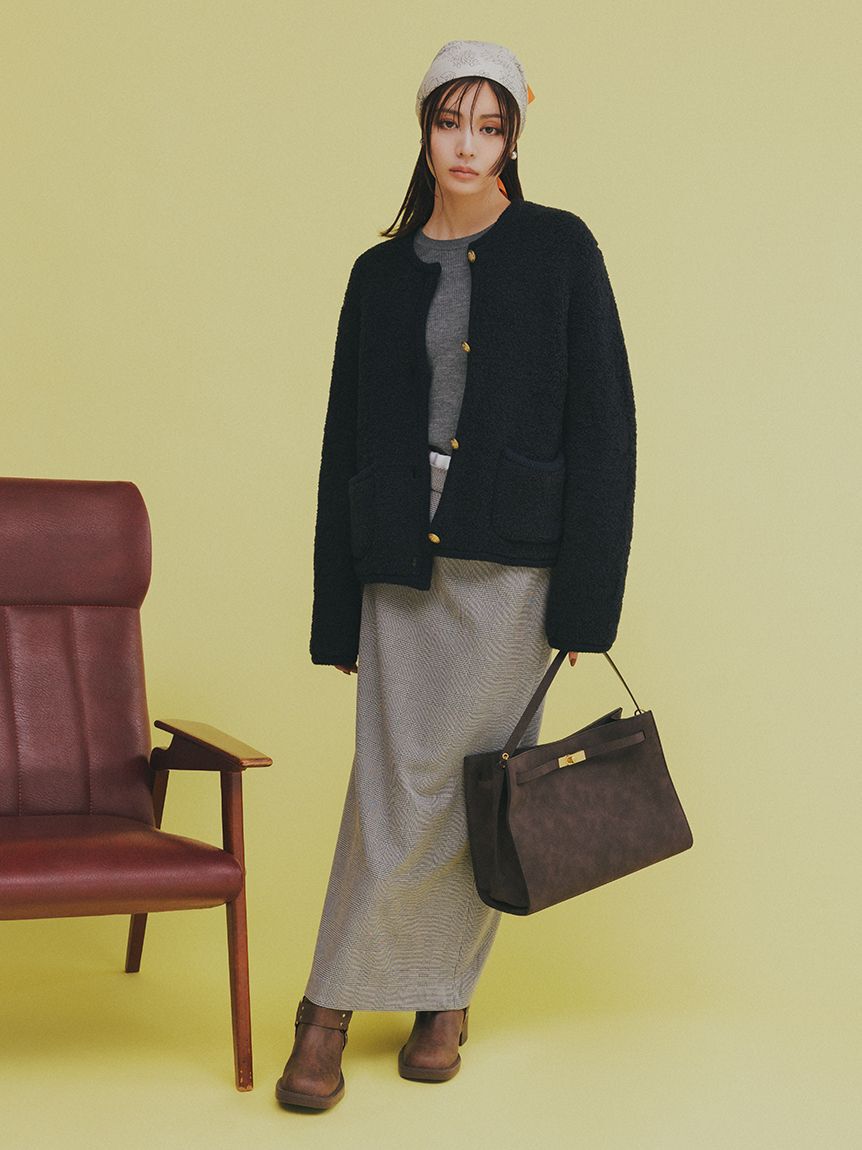 金釦ムートンライクボアニットカーディガン（Mila Owen）｜ルミネの