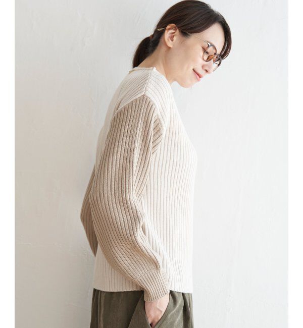 ikka「配色ワイドリブニット」|プルオーバー|
