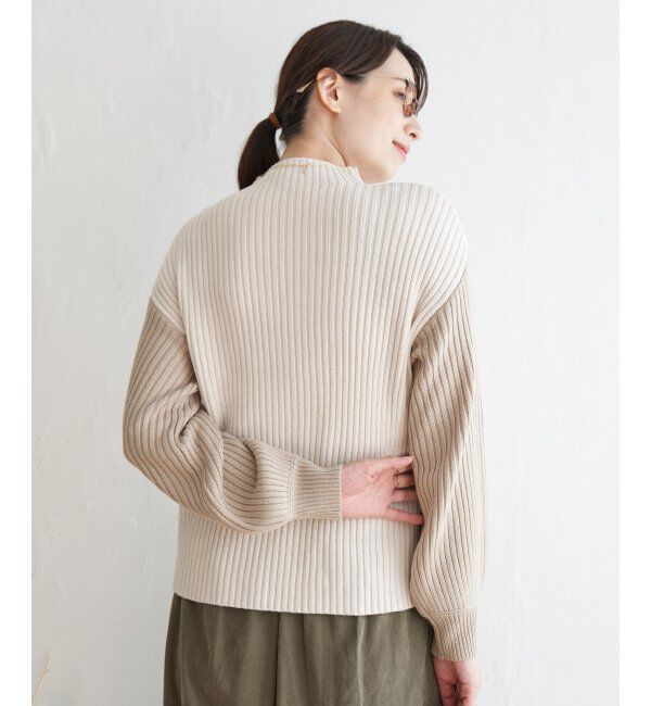 ikka「配色ワイドリブニット」|プルオーバー|
