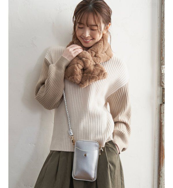 ikka「配色ワイドリブニット」|プルオーバー|