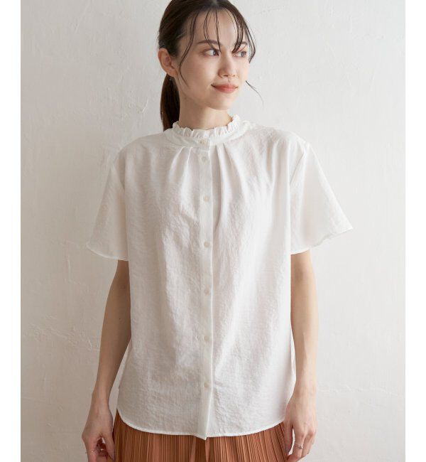 ikka「襟フリル2WAY半袖ブラウス」|シャツ・ブラウス|