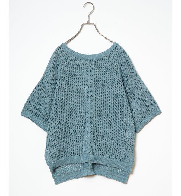 Lbc with Life「透かし柄ラインメッシュニット」|カーディガン|