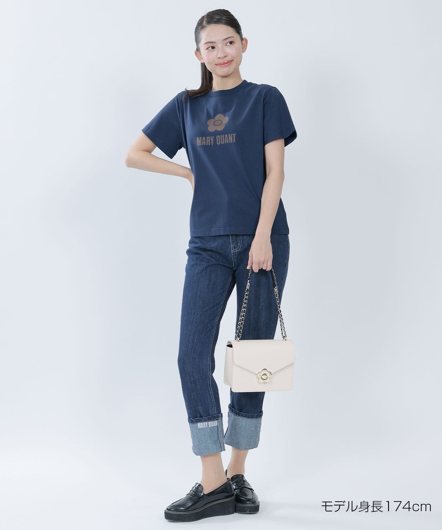MARY QUANT「シンプルデイジーロゴ2 Tシャツ」|Tシャツ・カットソー|ネイビー