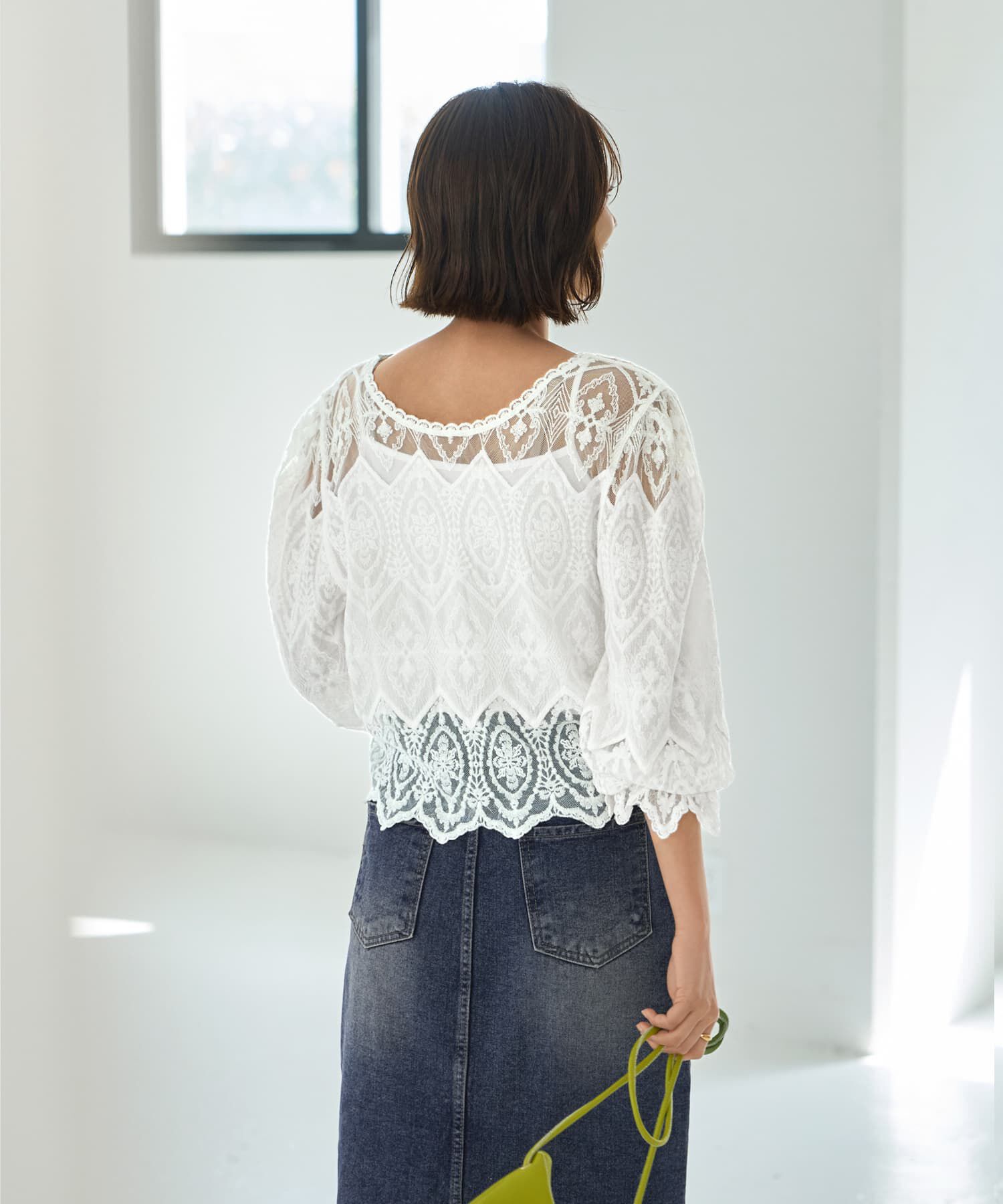 STYLE DELI「ミックスレースのプルオーバーブラウス」|シャツ・ブラウス|