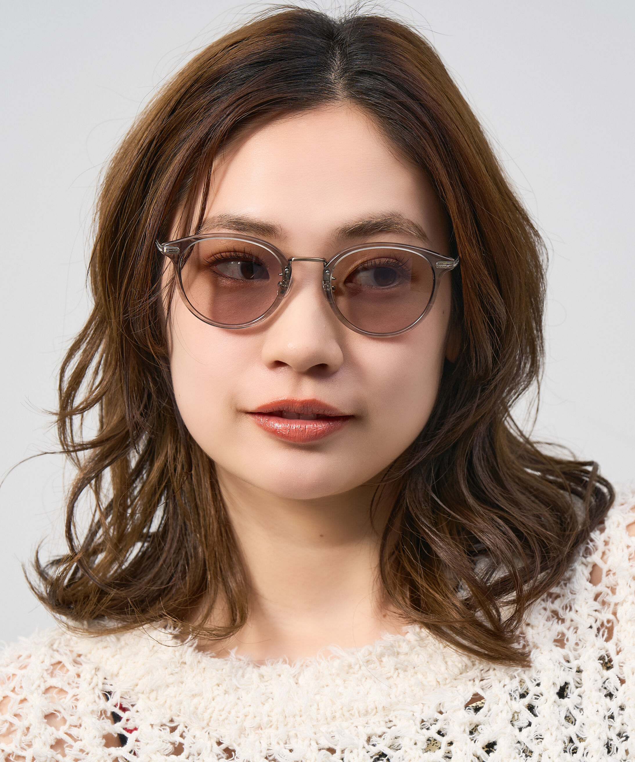  「Zoff | UNITED ARROWS ボストン型 サングラス クリアフレーム UVカット ズレ防止 ユナイテッドアローズ」|サングラス|薄グレー