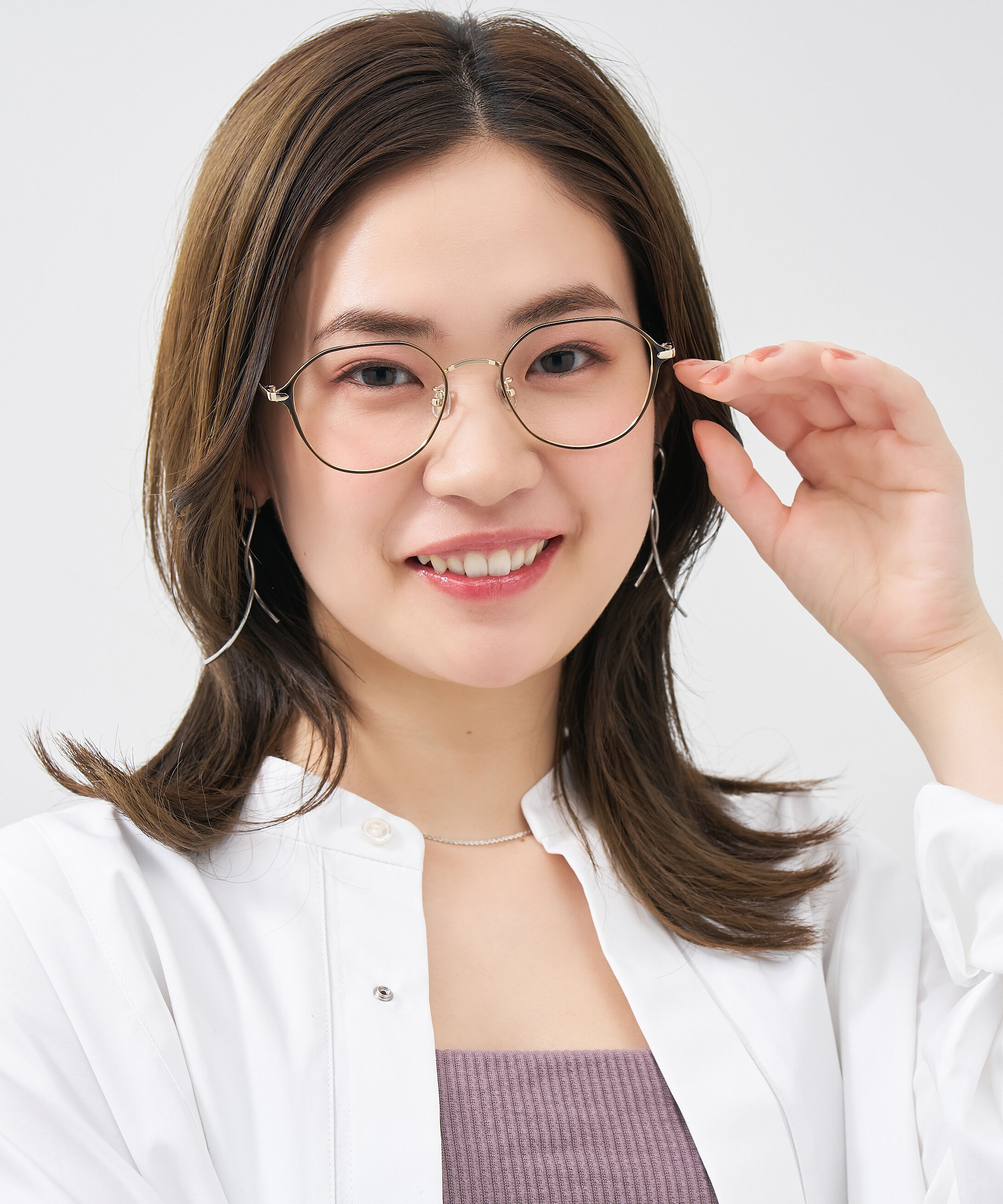  「ウェリントン クラウンパント 華奢なラインで大人可愛いメガネ 大きめサイズ 小顔 メタル レンズ交換券付き」|メガネ|