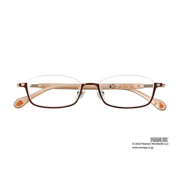  「スクエア型 メガネ |  Zoff PEANUTS COLLECTION 4 (リテラリーエース モデル) スヌーピー  レンズ交換券付」|メガネ|薄ブラウン