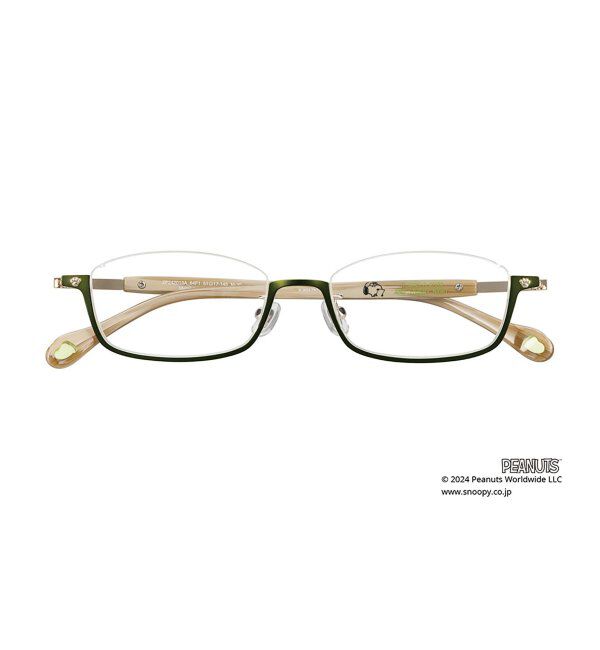  「スクエア型 メガネ |  Zoff PEANUTS COLLECTION 4 (リテラリーエース モデル) スヌーピー  レンズ交換券付」|メガネ|オリーブ1