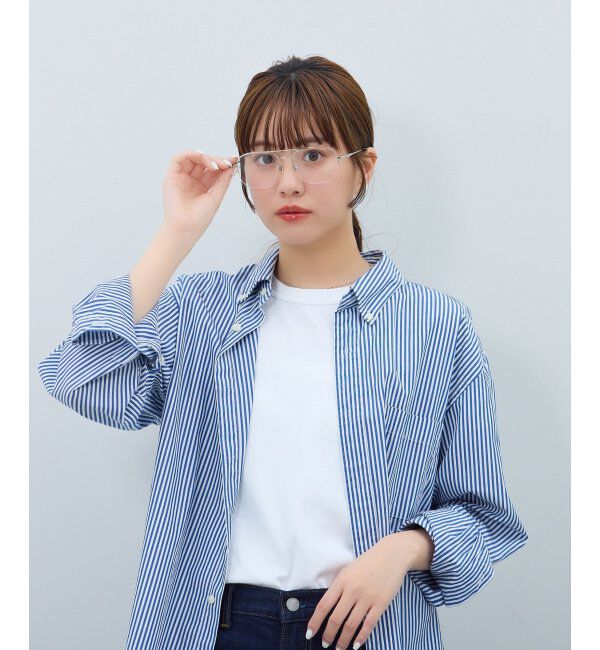  「ウェリントン型 メガネ | ダブルブリッジ メタル 伊達メガネ ユニセックス TRAD レンズ交換券付」|メガネ|シルバー