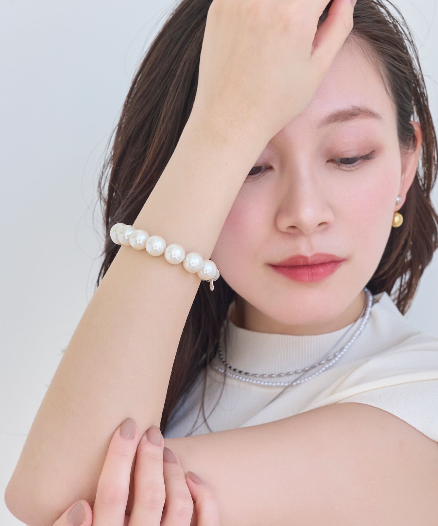 Phoebe「メタルボールゴムブレスレット　シルバー」|ブレスレット・バングル|