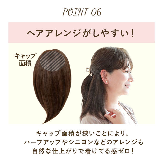 BACKYARD FAMILY「プリシラ ウィッグ 部分ウィッグ 通販 ヘアピース 自然 ハーフウィッグ ミディアム ストレート」|ヘアスタイリング|