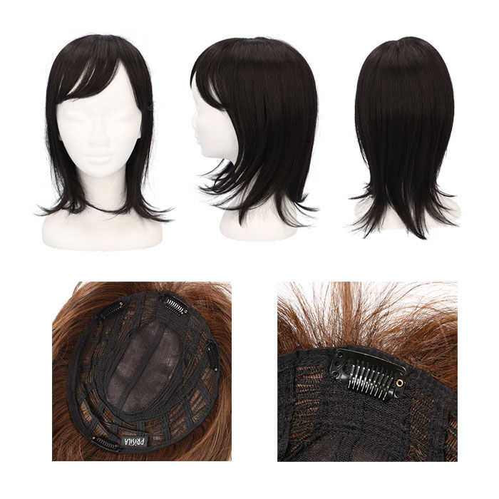 BACKYARD FAMILY「プリシラ ウィッグ 部分ウィッグ 通販 ヘアピース 自然 ハーフウィッグ ミディアム ストレート」|ヘアスタイリング|