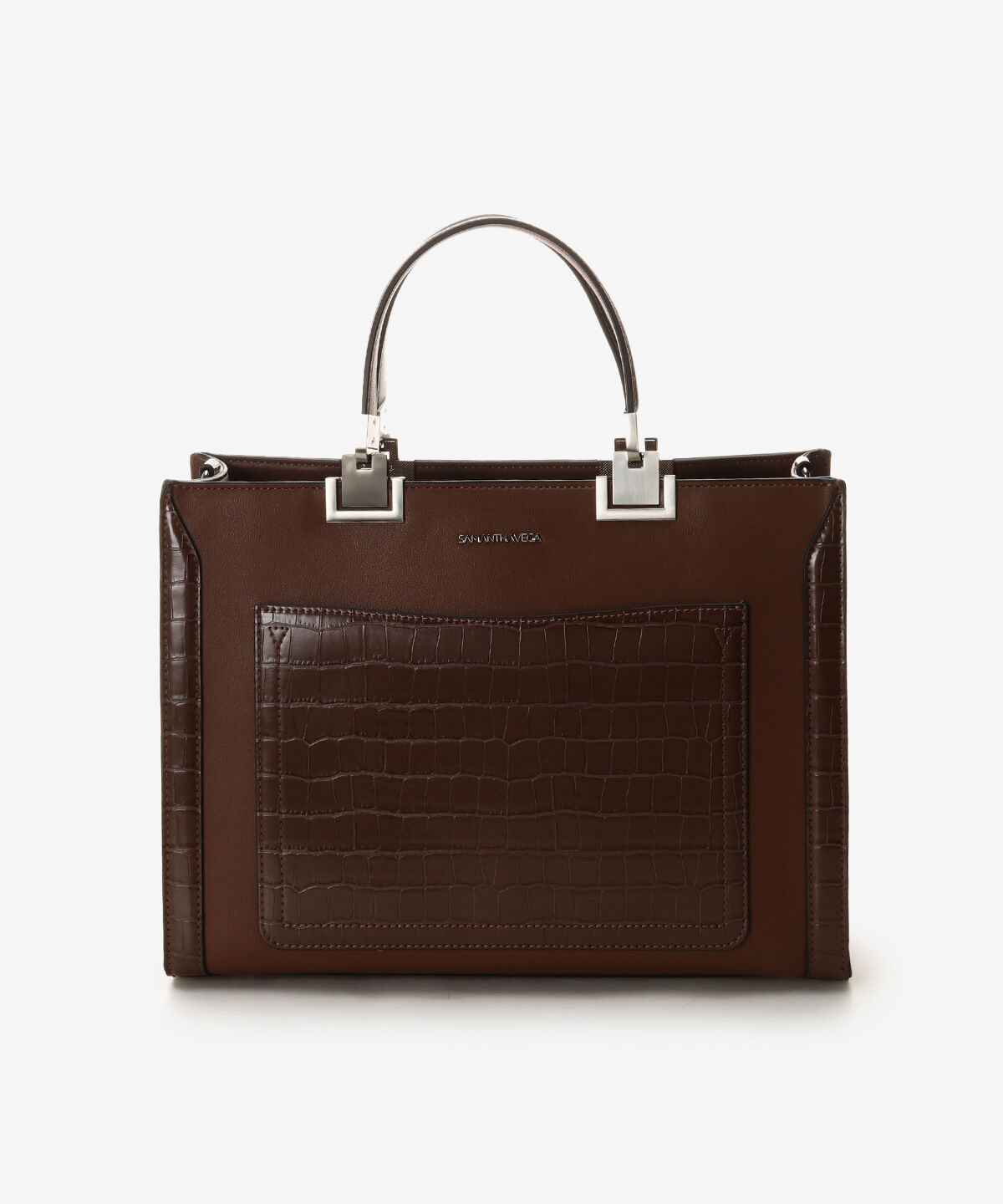 Samantha Vega「クロコ調シンプルBOXトートバッグ (大)」|トートバッグ|ブラウン