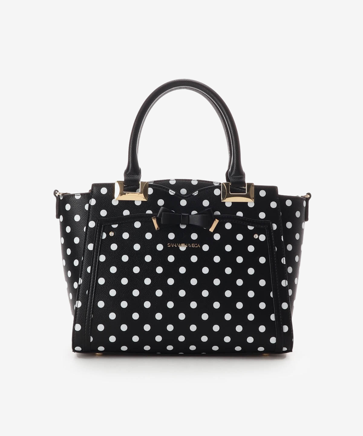 Samantha Vega「ソリッドリボンドットハンドバッグ」|ハンドバッグ|ブラック