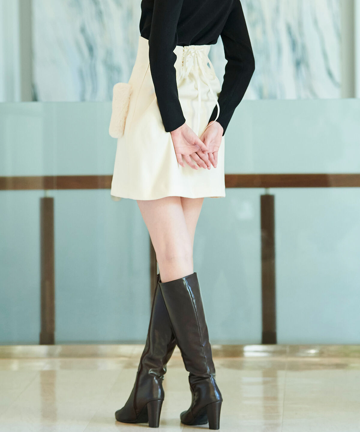 アンドクチュール「ウールライクポケファーミニスカート」|台形|