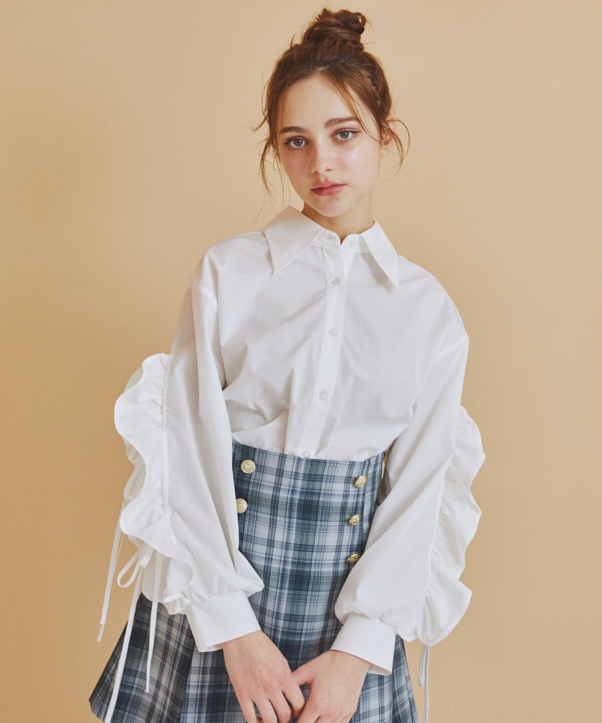 REDYAZEL「カットオフフリルリボンシャツ」|シャツ・ブラウス|オフ