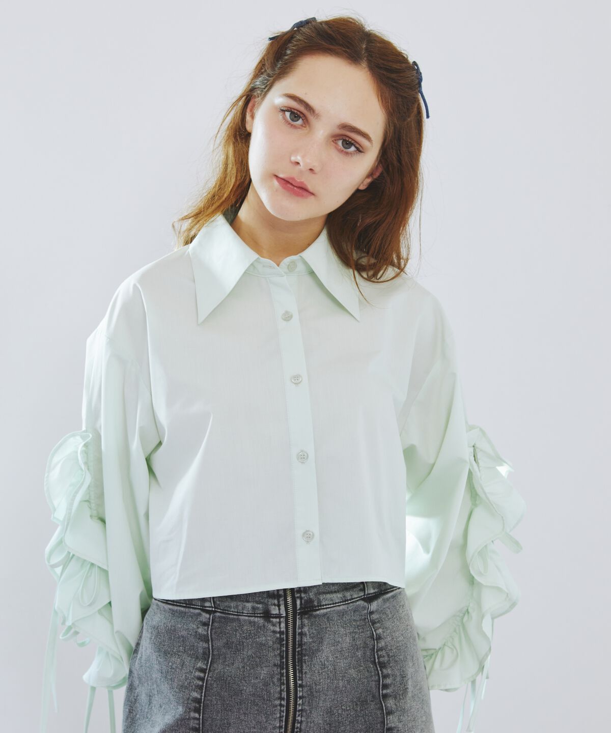 REDYAZEL「カットオフフリルリボンシャツ」|シャツ・ブラウス|