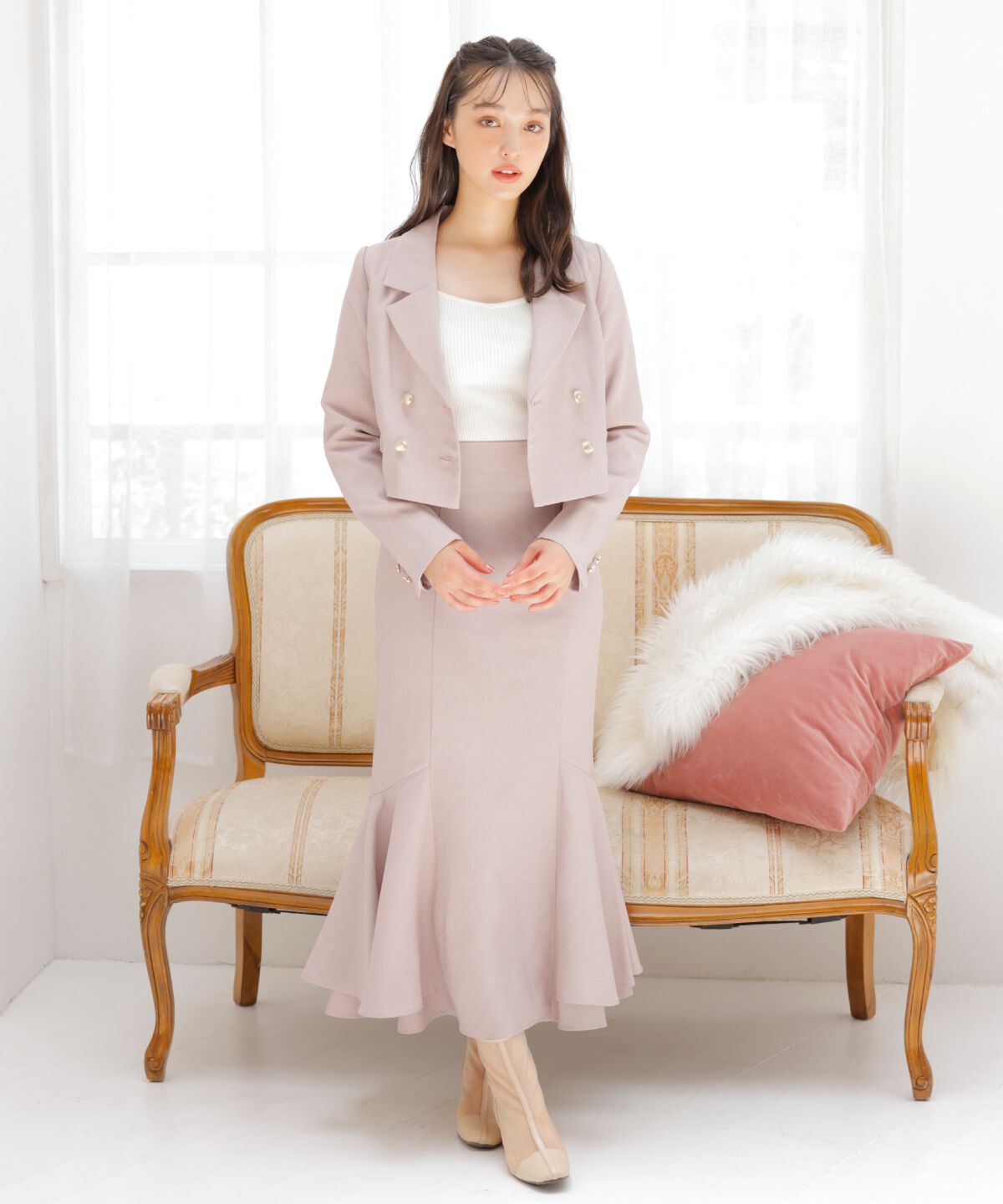 WILLSELECTION「ボリュームマーメイドスカート」|フレア|ピンク