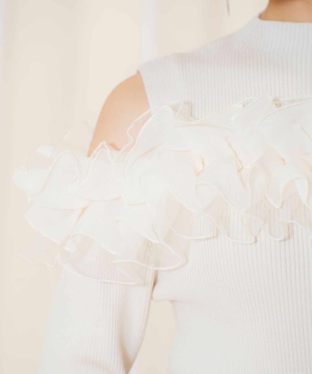 WILLSELECTION「オープンショルダーフリルトップス」|ニット・セーター|