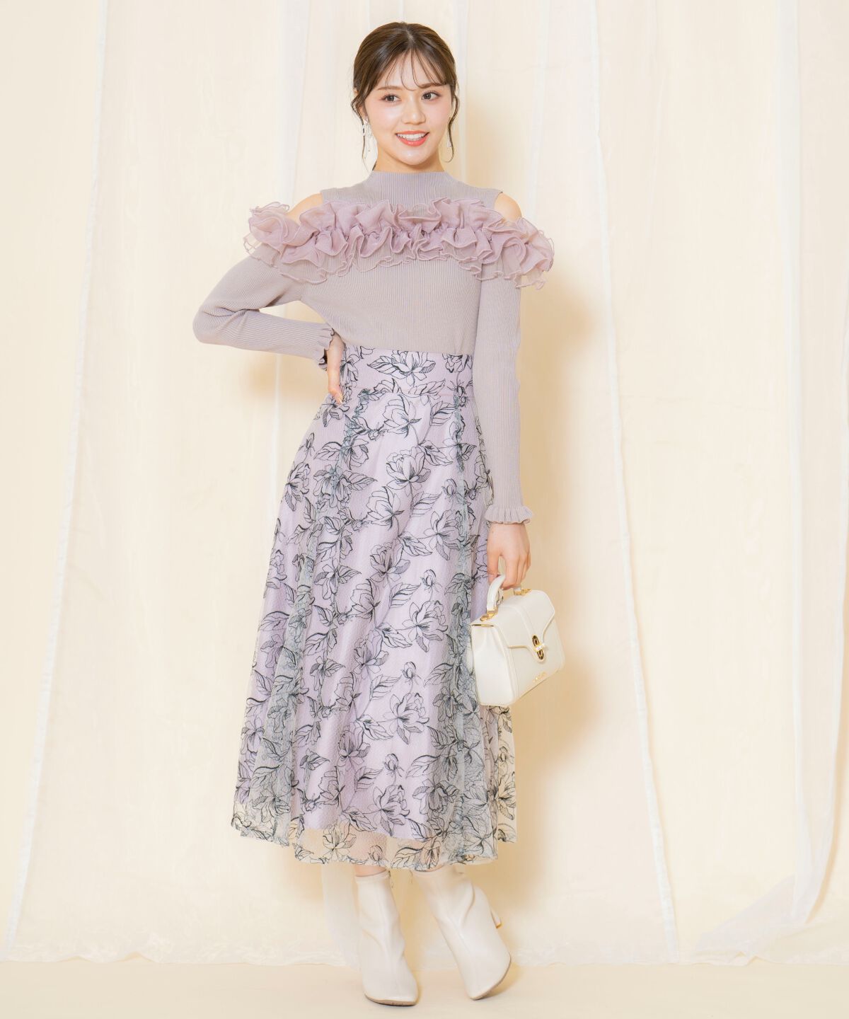 WILLSELECTION「オープンショルダーフリルトップス」|ニット・セーター|