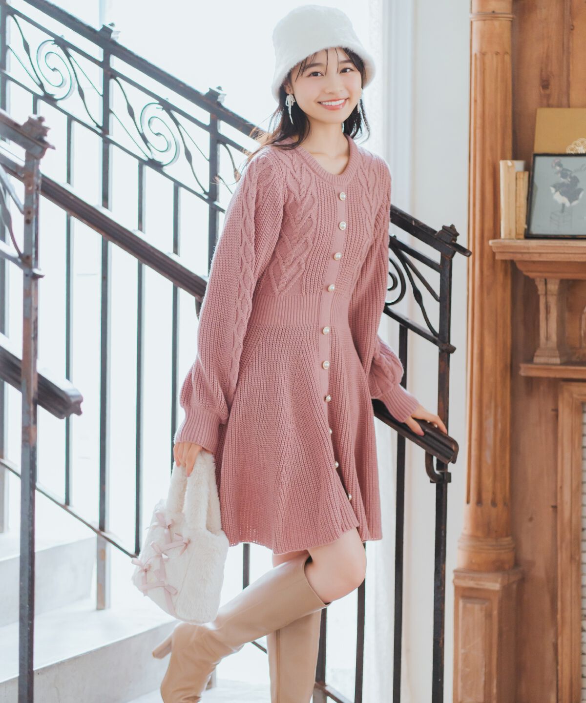 WILLSELECTION「ハートケーブルニットワンピース」|ワンピース|