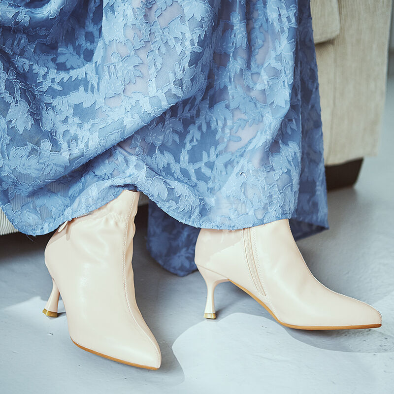 ORiental TRaffic「【EC限定】ソフトレザーサイドリボンブーツ/25403」|ショートブーツ|WHITE