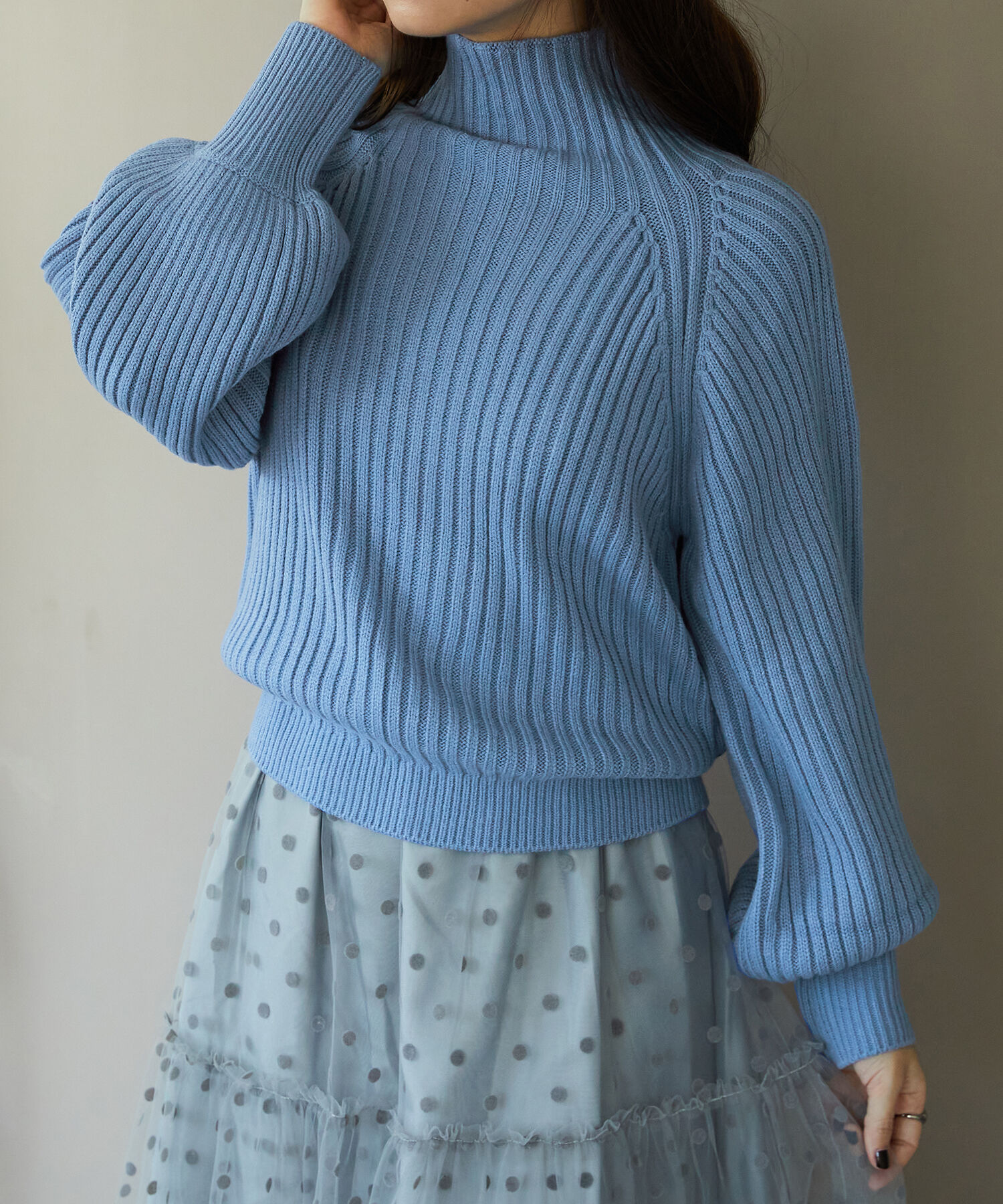 ORiental TRaffic「ハイネックボリュームスリーブニット/MO33N04」|ニット・セーター|BLUE