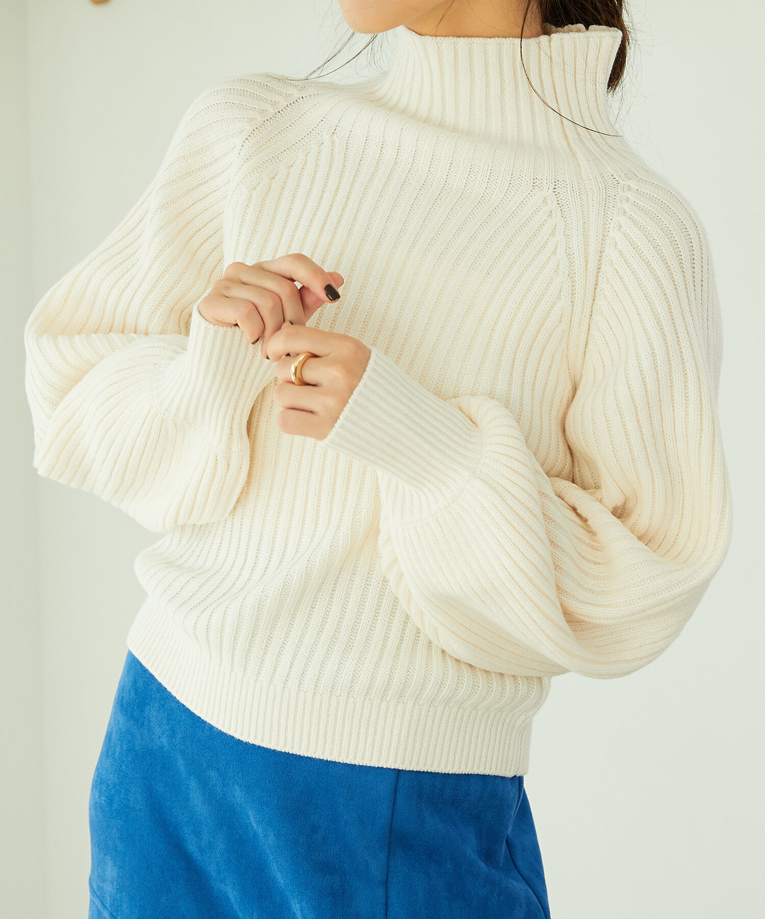 ORiental TRaffic「ハイネックボリュームスリーブニット/MO33N04」|ニット・セーター|WHITE