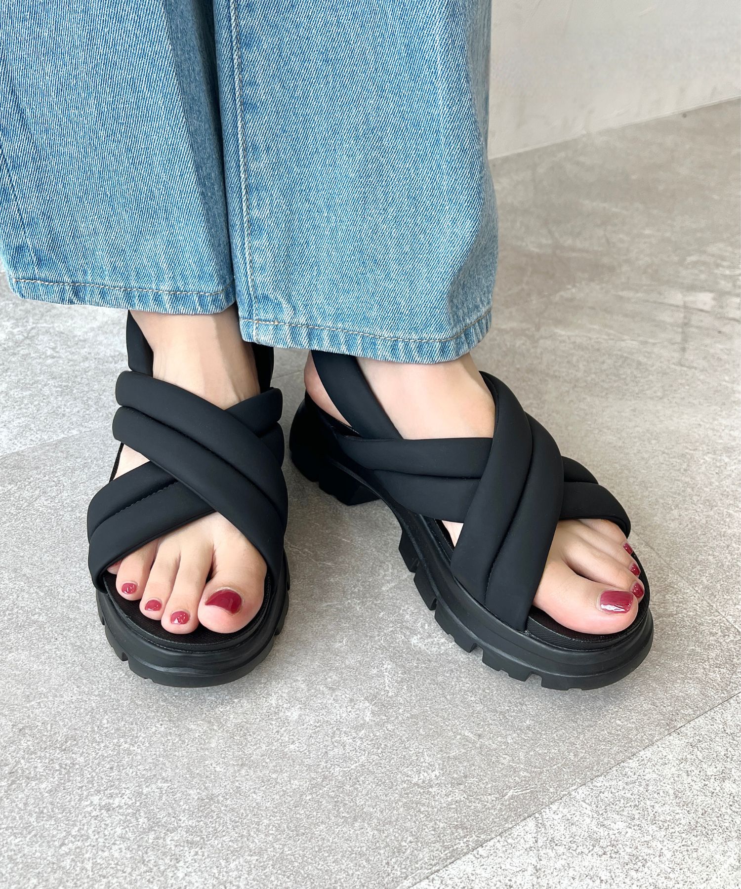 ORiental TRaffic「【WEB限定】クロスベルト厚底サンダル/41243」|サンダル|