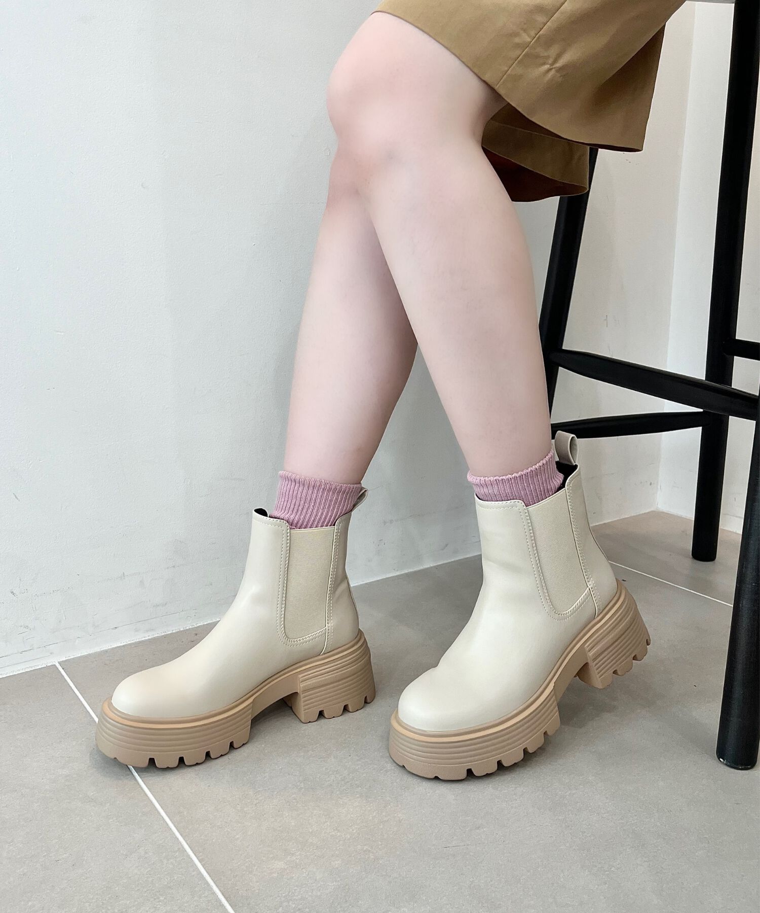 ORiental TRaffic「【EC限定】2024秋冬新作カラーソールショートブーツ/45401」|ショートブーツ|WHITE