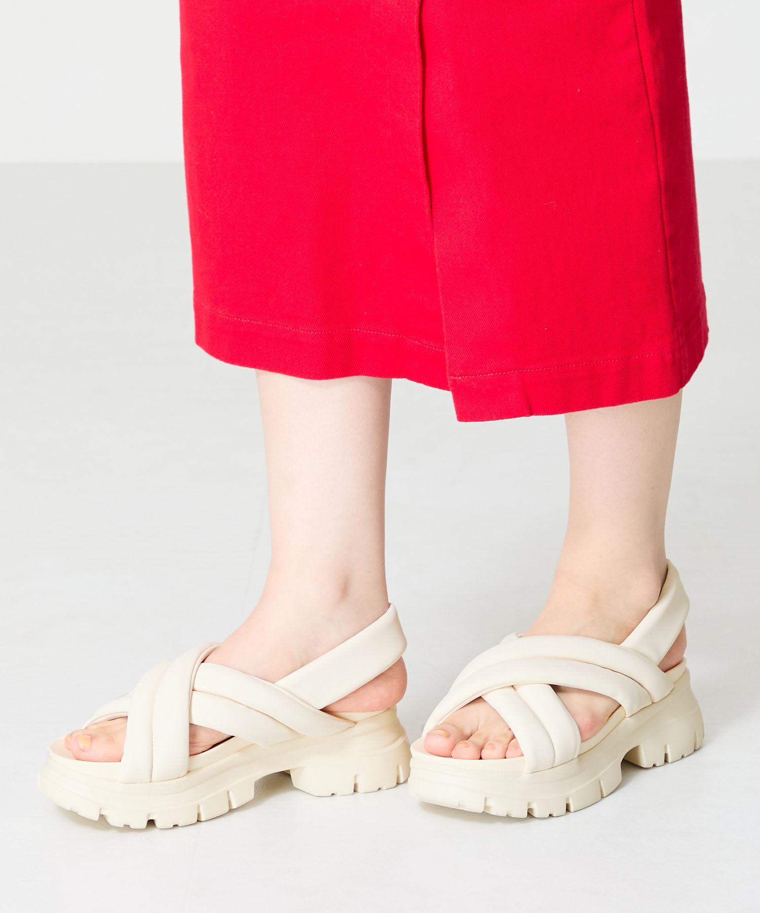 ORiental TRaffic「【トレンド】●2025春夏新作●クロスベルト厚底サンダル/51201 サンダル 厚底 人気 売れてる」|サンダル|