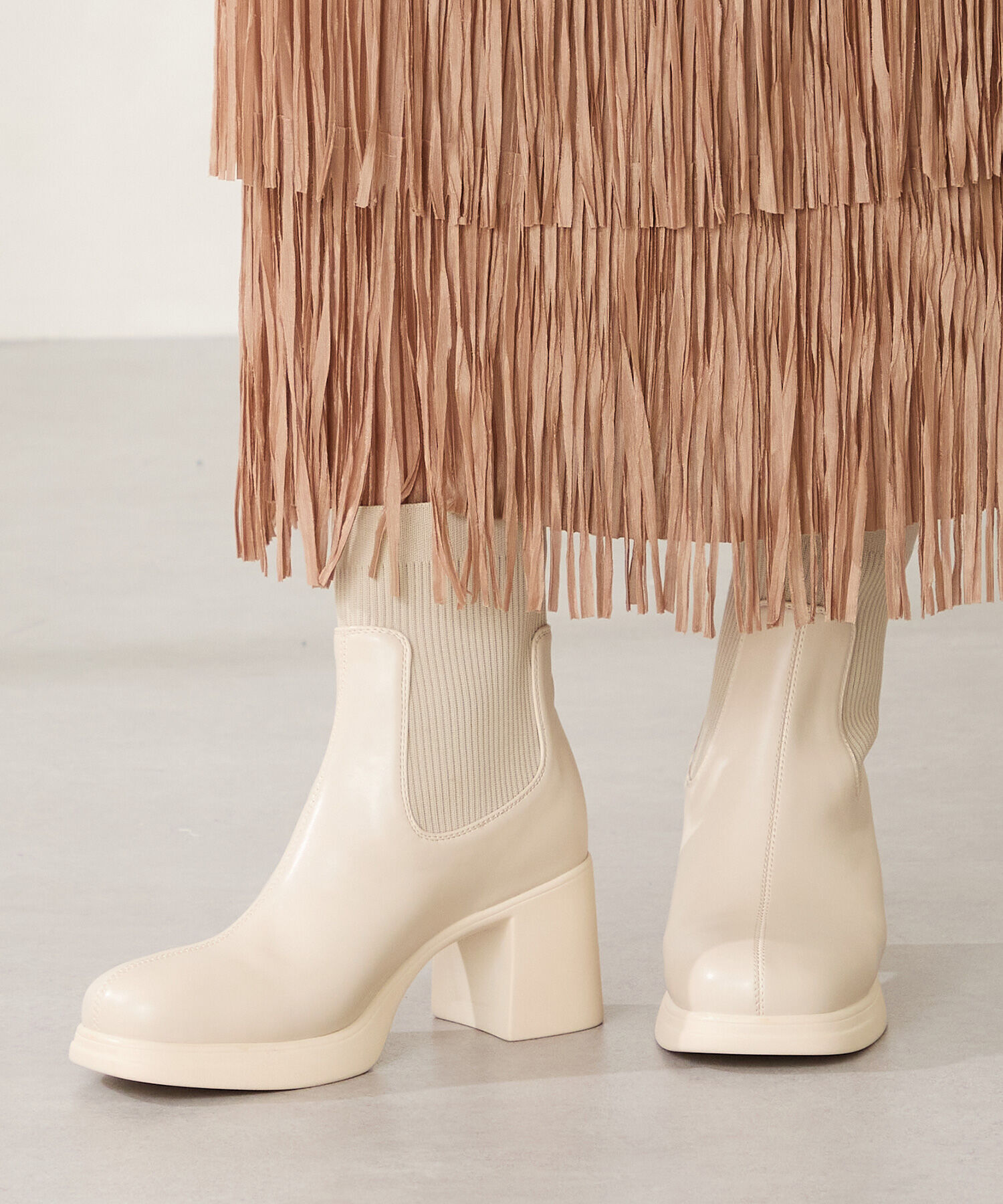 ORiental TRaffic「●2025秋冬新作●ニットドッキングヒールショートブーツ/51407」|ショートブーツ|