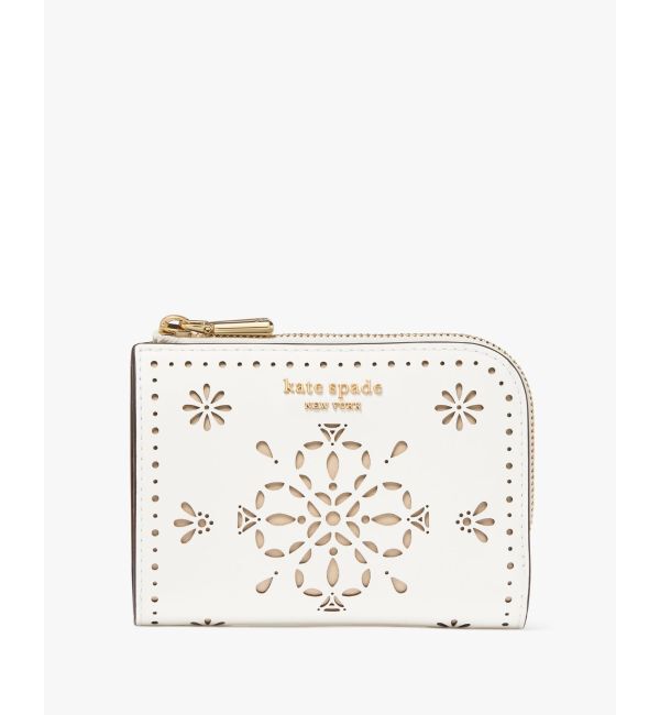 kate spade new york「デヴィン スペード フラワー パーフォレーテッド スモール コンパクト ウォレット」|財布|WHITE