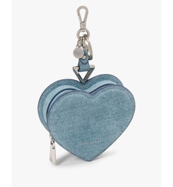 kate spade new york「リブ デニム スエード ハート コイン パース」|チャーム・キーホルダー|