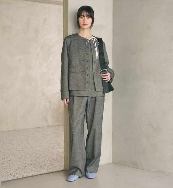 BEAUTY&YOUTH UNITED ARROWS「リボンタイ ノーカラーブラウス」|シャツ・ブラウス|