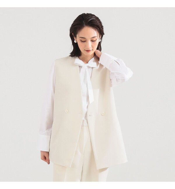 Demi-Luxe BEAMS 「	ラペルレス 2ボタン ジレ」|ダウン|