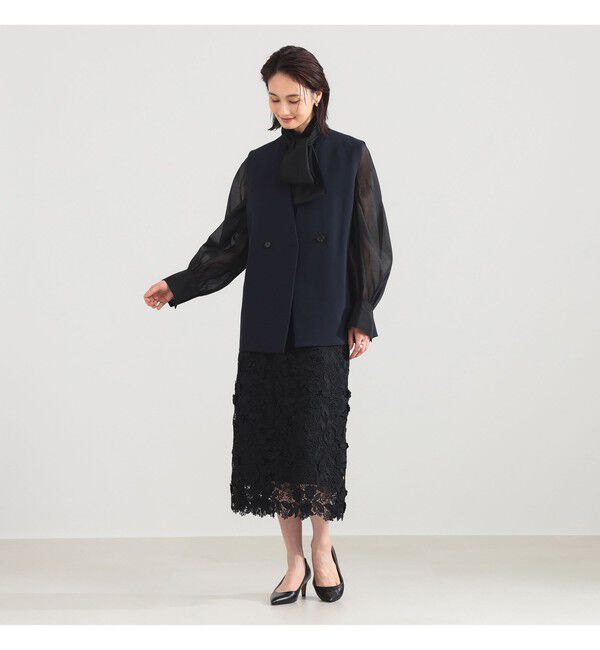 Demi-Luxe BEAMS 「	ラペルレス 2ボタン ジレ」|ダウン|