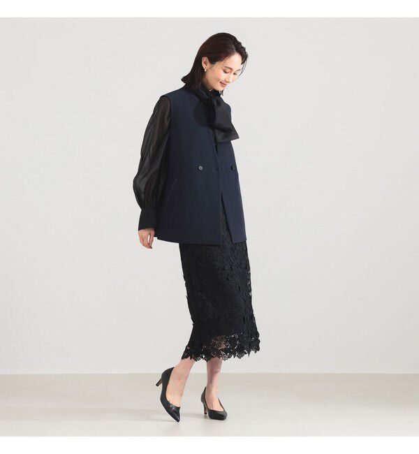 Demi-Luxe BEAMS 「	ラペルレス 2ボタン ジレ」|ダウン|