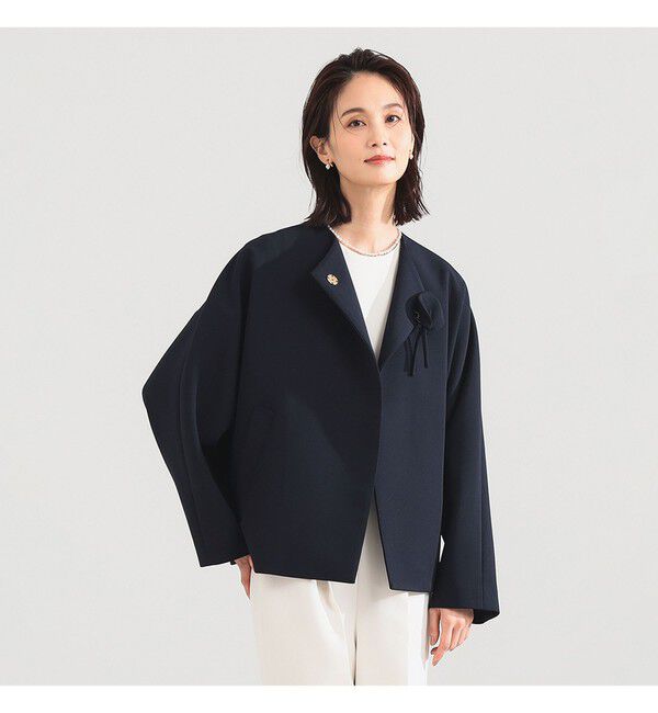 Demi-Luxe BEAMS 「カラー リリーハーフ コート＊」|ダッフルコート|NAVY