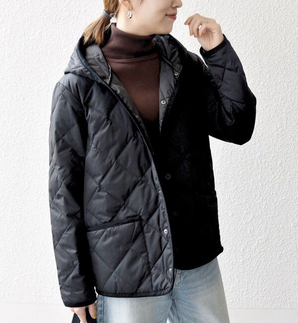 SHIPS any「《追加予約》【SHIPS any別注】TAION:〈手洗い可能〉パイピング フード ジャケット」|ダウン|ブラック