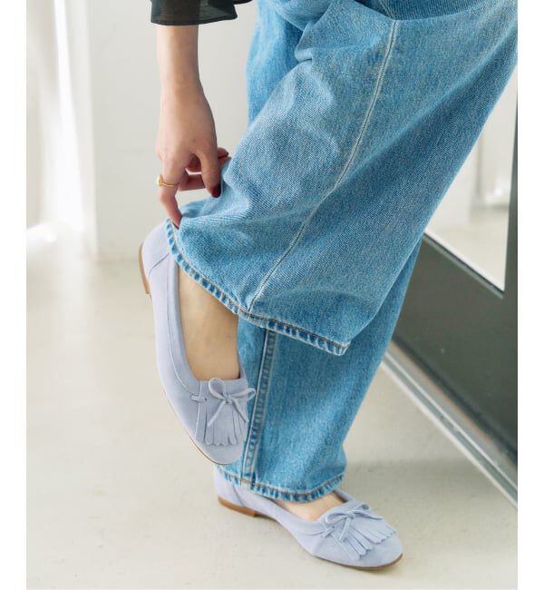  「《追加予約》レザーキルトタッセルフラット」|その他|サックスブルー