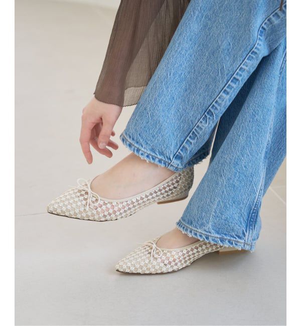  「《予約》ポインテッドフラワースパンコールバレエ」|バレエシューズ|ナチュラル