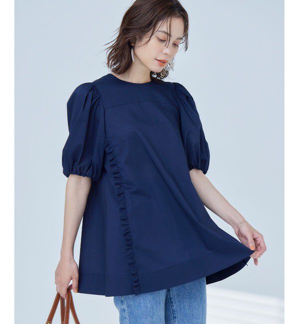 組曲「コットンローン ボリュームスリーブブラウス」|シャツ・ブラウス|ネイビー系
