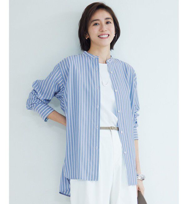 自由区「【洗える】SOMELOSバンドカラー ブラウス」|シャツ・ブラウス|ﾗﾒﾌﾞﾙｰ