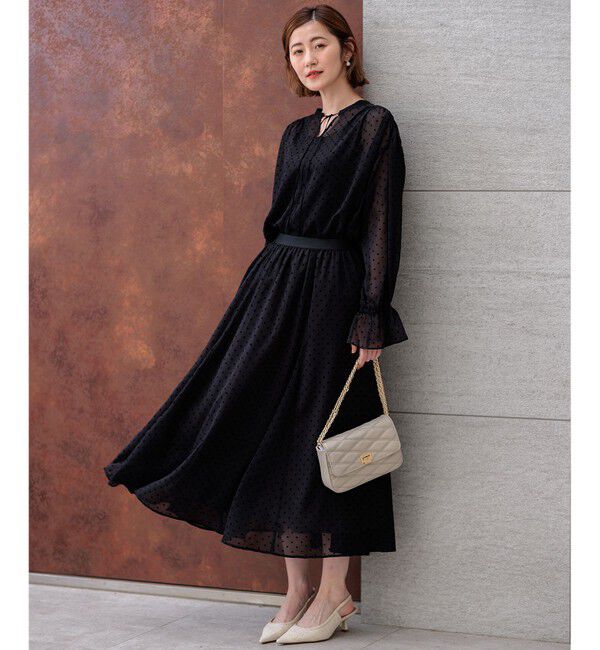 23区「【一部店舗限定/洗える】クレープドットフロッキー スカート」|スカート|