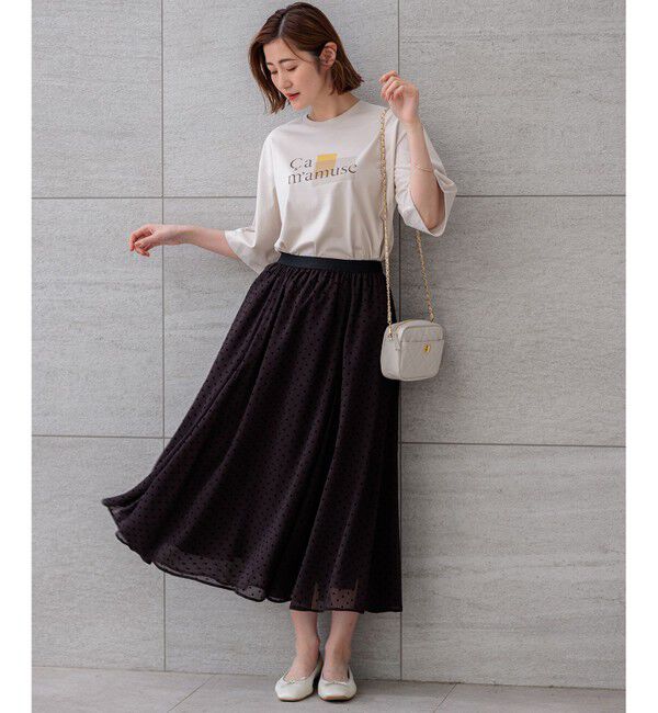 23区「【一部店舗限定/洗える】クレープドットフロッキー スカート」|スカート|